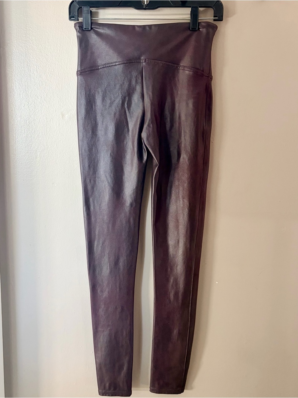 SPANX Faux Leather Leggings Burgundy M NWOT